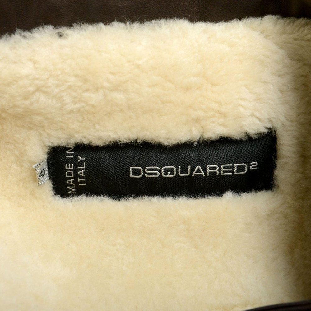 Dsquared2 Women's Denim & Leather Fur Full Zip Shearling Jacket US S IT 40 - Picture 6 of 6
